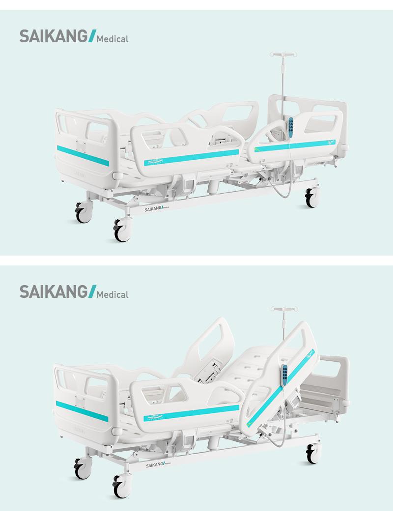 V6V5c Saikang Professional ABS Plastic Siderails 3 Function Electric Hospital Clinic Patient ICU Medical Bed