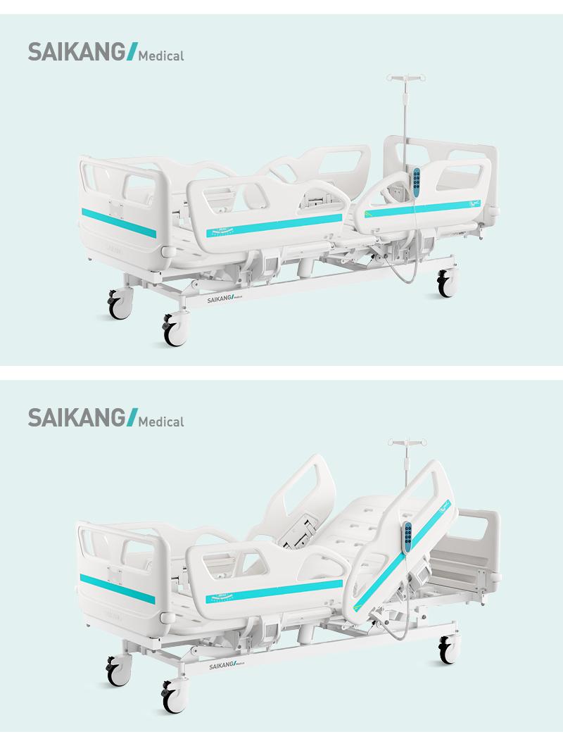V6V5c Saikang Professional ABS Plastic Siderails 3 Function Electric Hospital Clinic Patient ICU Medical Bed