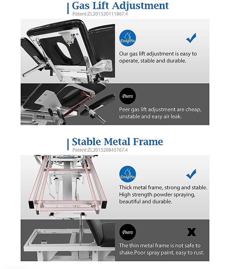 Medical Instrument Hospital Equipment Comfy Treatment Tables in Black