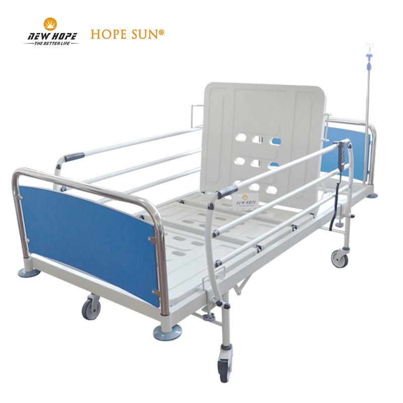 HS5110 Two Functions High Fowler′s Position Electric Hospital Care Beds for The Elder and Sick with Foldable Siderails