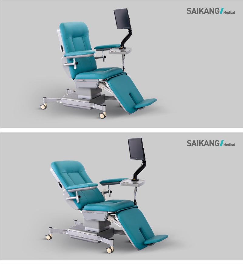 Ske-170A Saikang Sale EEG Chair ECG Chair Movable 3 Function Adjustable Medical Electric Reclining Dialysis Chair with Wheels