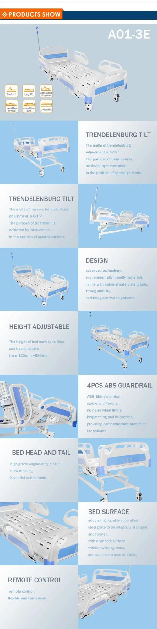 Medical Equipment Electric Multi Functions Hospital Bed