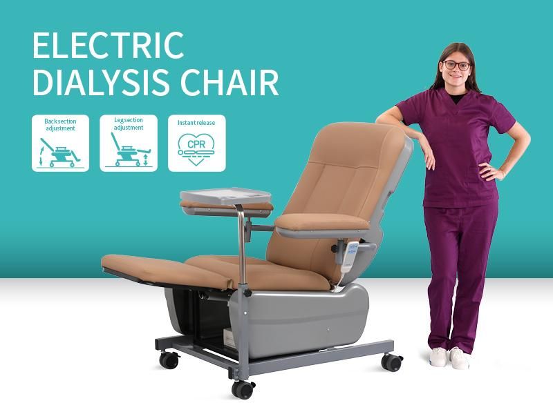 Ske-132 Saikang Economic 2 Function Electric Adjustable Patient Transfusion Reclining Dialysis Chair with Wheels