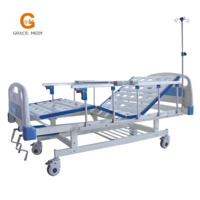 Medical Used 3 Function Adjustable Manual Hospital Patient Bed with 3 Sainless Steel Cranks