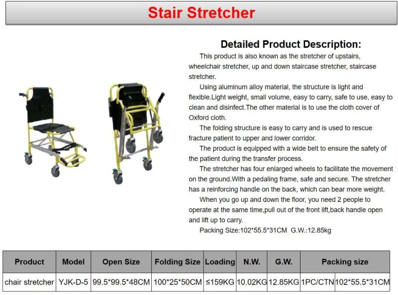 Ambulance Foldaway Hospital Portable Wheelchair Stair Stretcher