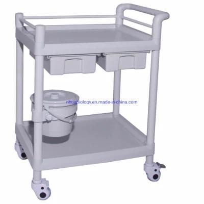 Hospital Multifunctional Double Shelf ABS Medical Carriage Trolley