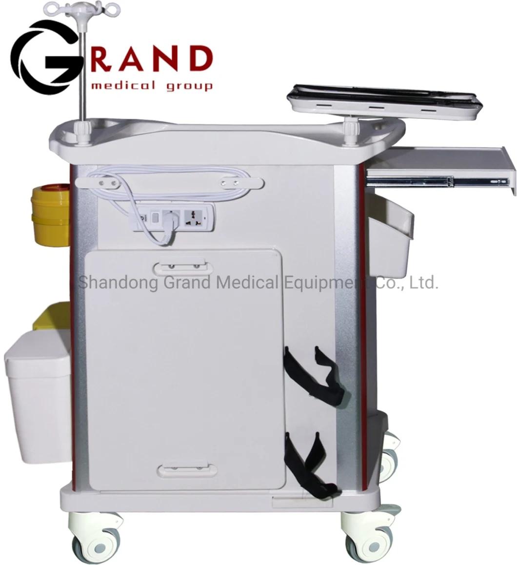 Buy modern Design China Factory in Stock Price Mobile Hospital Trolley Medical Emergency Cart ABS Material with Casters Hospital Furniture