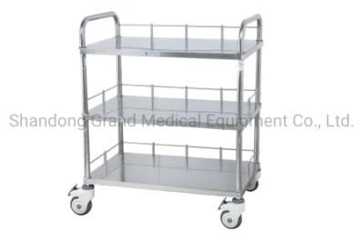 Four-Wheel Stainless Steel Three-Layer Instrument Trolley