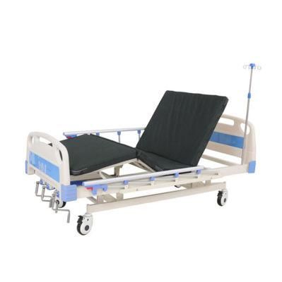 Hospital Medical Equipment 3 Cranks Adjustable Manual Project Manual Hospital Patient Nursing Bed