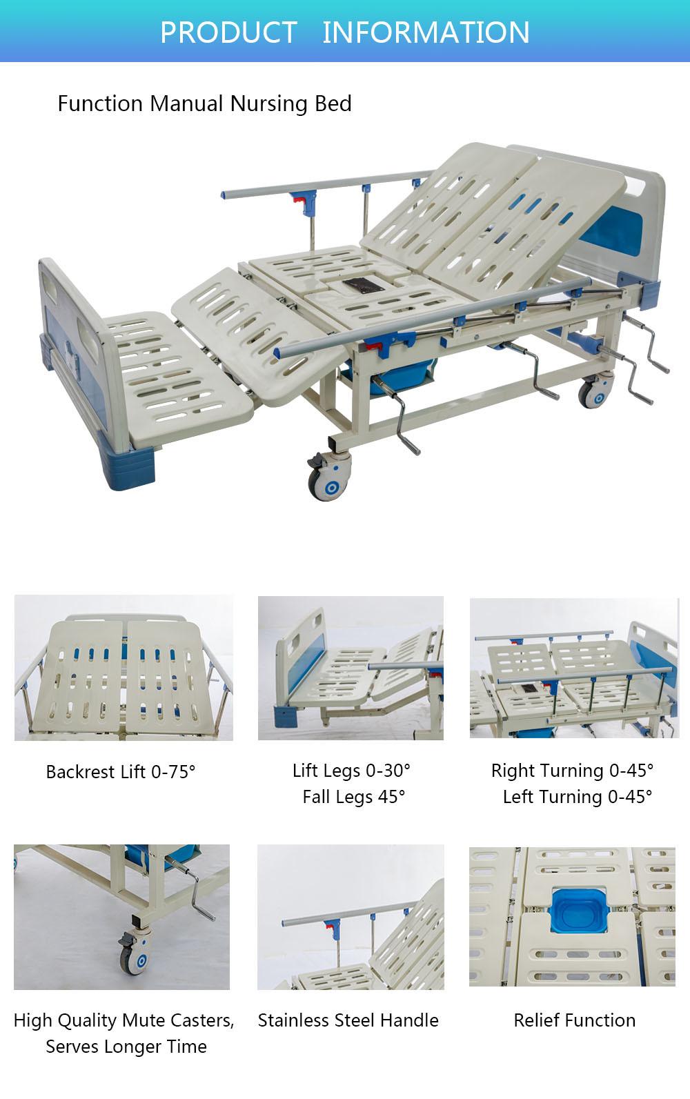 5 Function Manual Adjustable Nursing Hospital Bed Sh-02