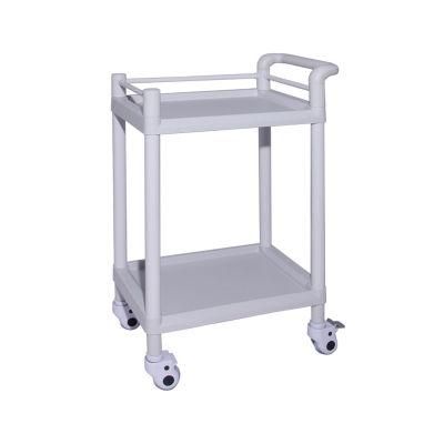 China Two Shelves ABS Surgical Instrument Trolley with Wheels