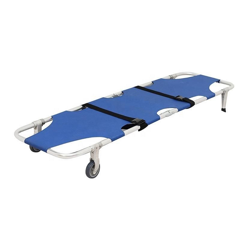 Rescue Stretcher with Wheels High Quality Litter Hand Frame Blue Aluminum Folding Stretcher