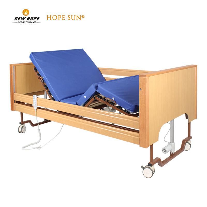 HS5153A-L Comfortable Multifunctional Super Low Position Hospital Economic Home Care Bed with Wood Bed Ends