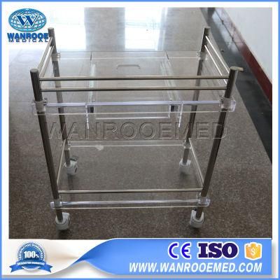 Bss200e Manufacturer Stainless Steel+Acrylic Dressing Trolley with One Drawer
