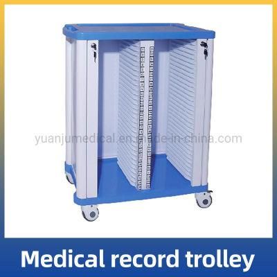 ABS Plastic Patient Files Storage Mobile Medical Record Trolley with Cross Brakes Medical Trolley