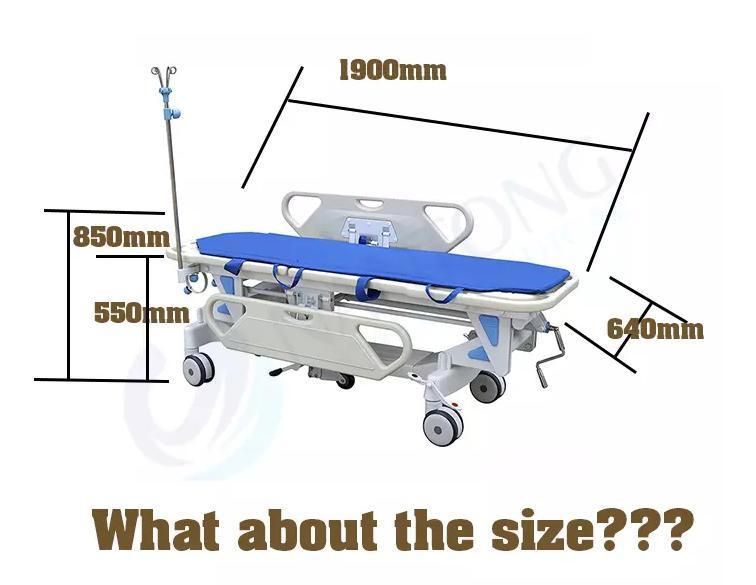 Patient Transportation Stretcher Trolley with Height Adjustable Medical Equipment