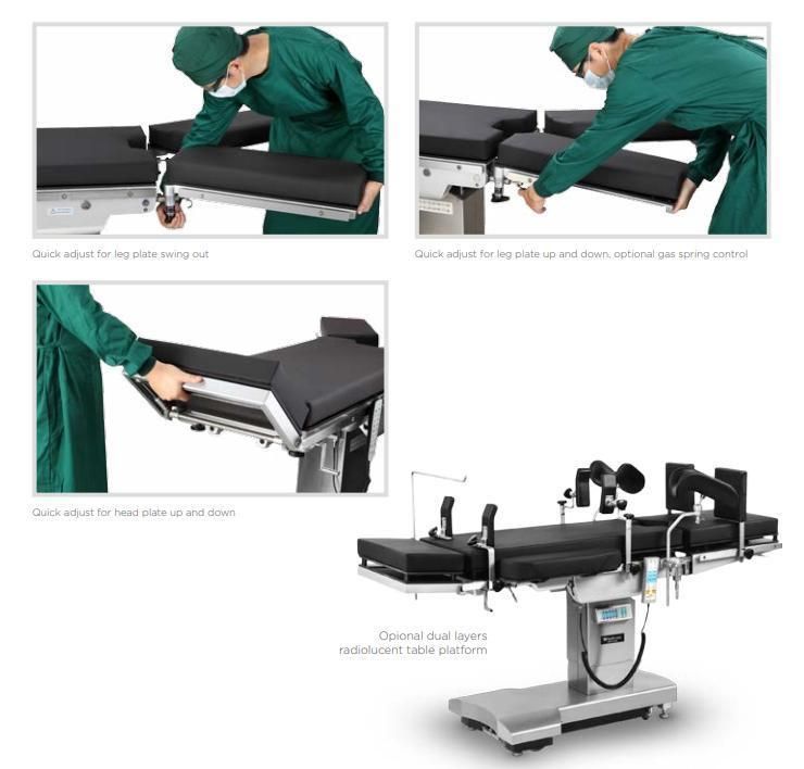 Hospital Operation Room Stainless Steel Electric Hydraulic Operating Bed Adjustable Surgical Operation Table