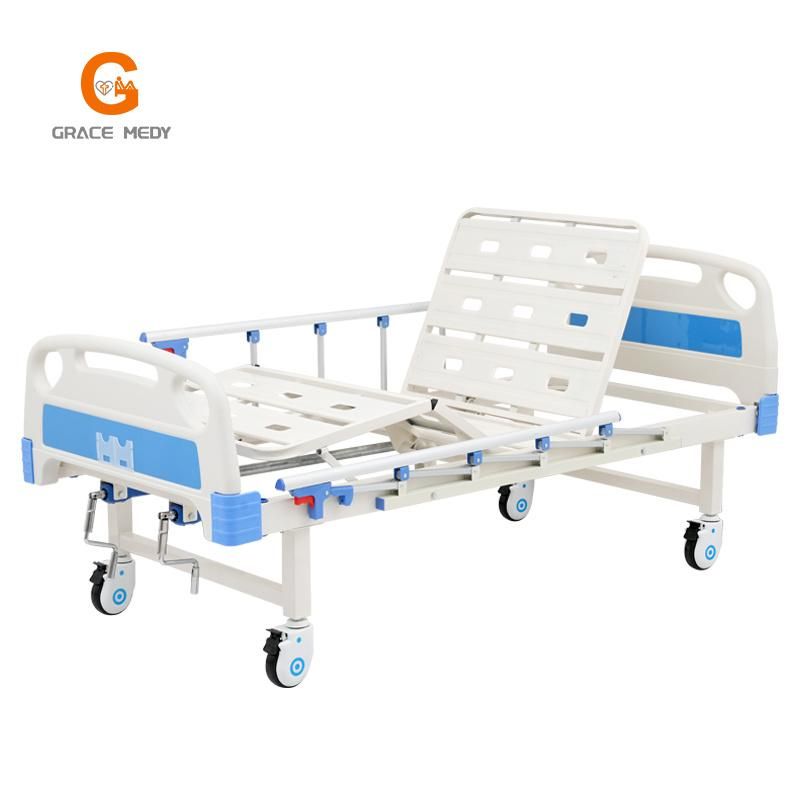 Medical Furniture Manual Patient Nursing 2 Function Adjustable Hospital Bed with Casters