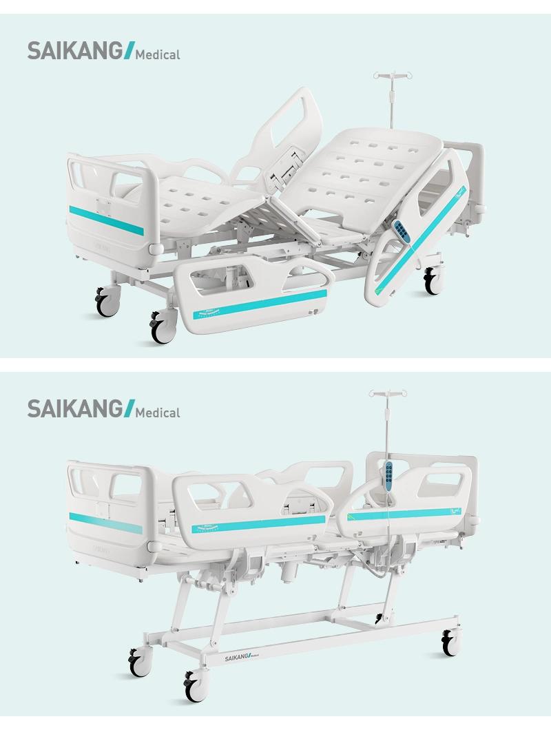 V6V5c Saikang Movable ABS Siderails 3 Function Adjustable Medical Electric ICU Hospital Bed with Infusion Pole