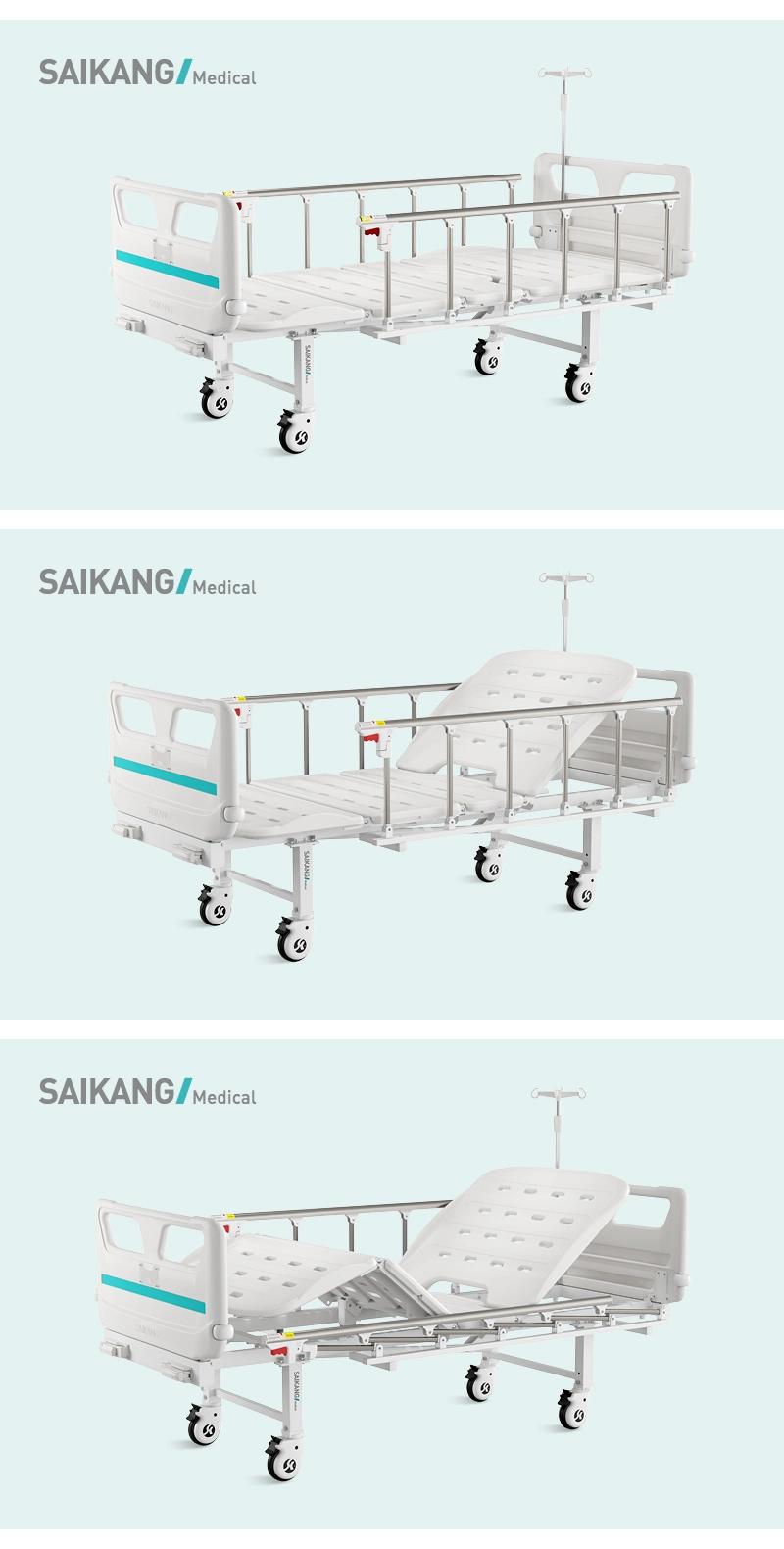 V2K5c Saikang Economic Aluminum Siderails 2 Function Adjustable Manual Medical Clinic Patient Hospital Bed Price