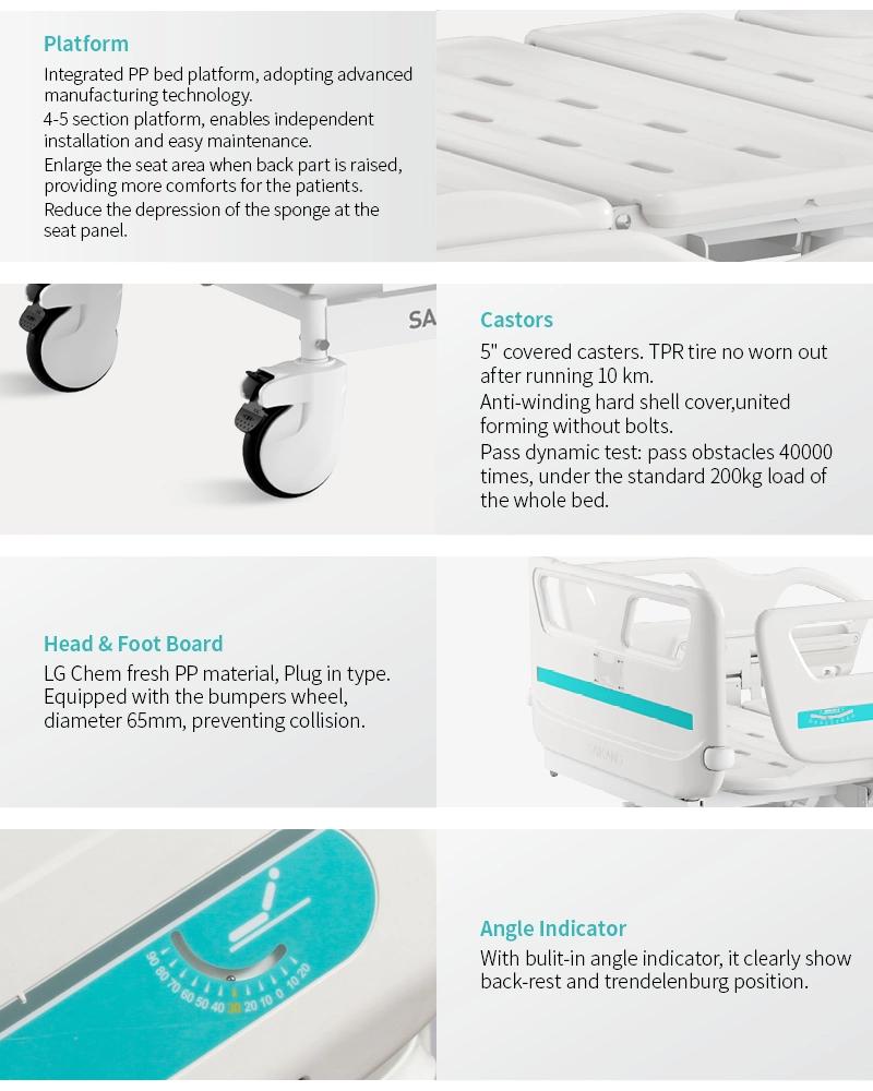 V6V5c Saikang Movable ABS Siderails 3 Function Adjustable Medical Electric ICU Hospital Bed with Infusion Pole