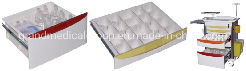 China Surgical Equipment Manufacturer Five Drawers Healthcare ABS Aluminum ICU CPR Emergency Crash Cart Trolley Medical Hospital Trolley Supplier