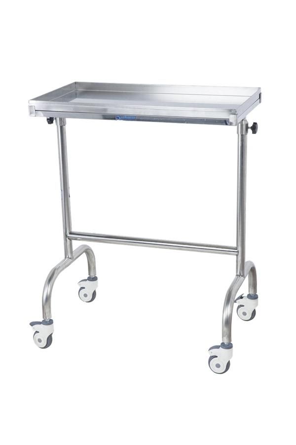Hospital Furniture Medical Instrument Stainless Steel Square Tray Support with Double Rod Mayo Instrument Trolley