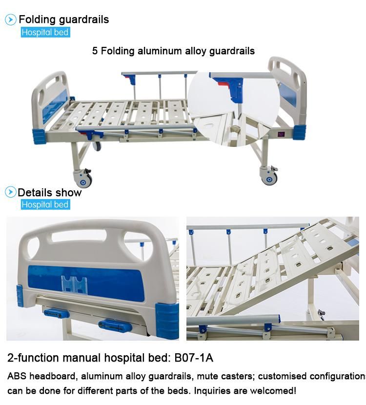 2 Crank 2 Function Manual Hospital Nursing Medical Bed for Patients