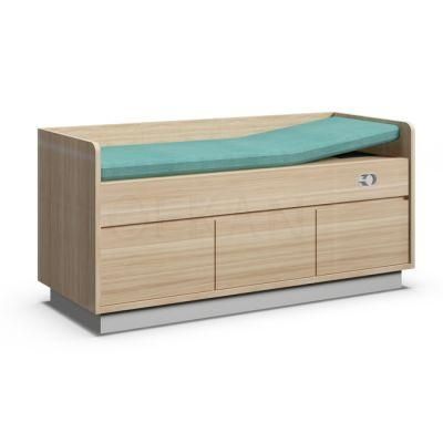 Hospital Medical Furniture Examination Table Backrest Lift Clinic Couch Wooden Examing Bed with Drawer Cabinet