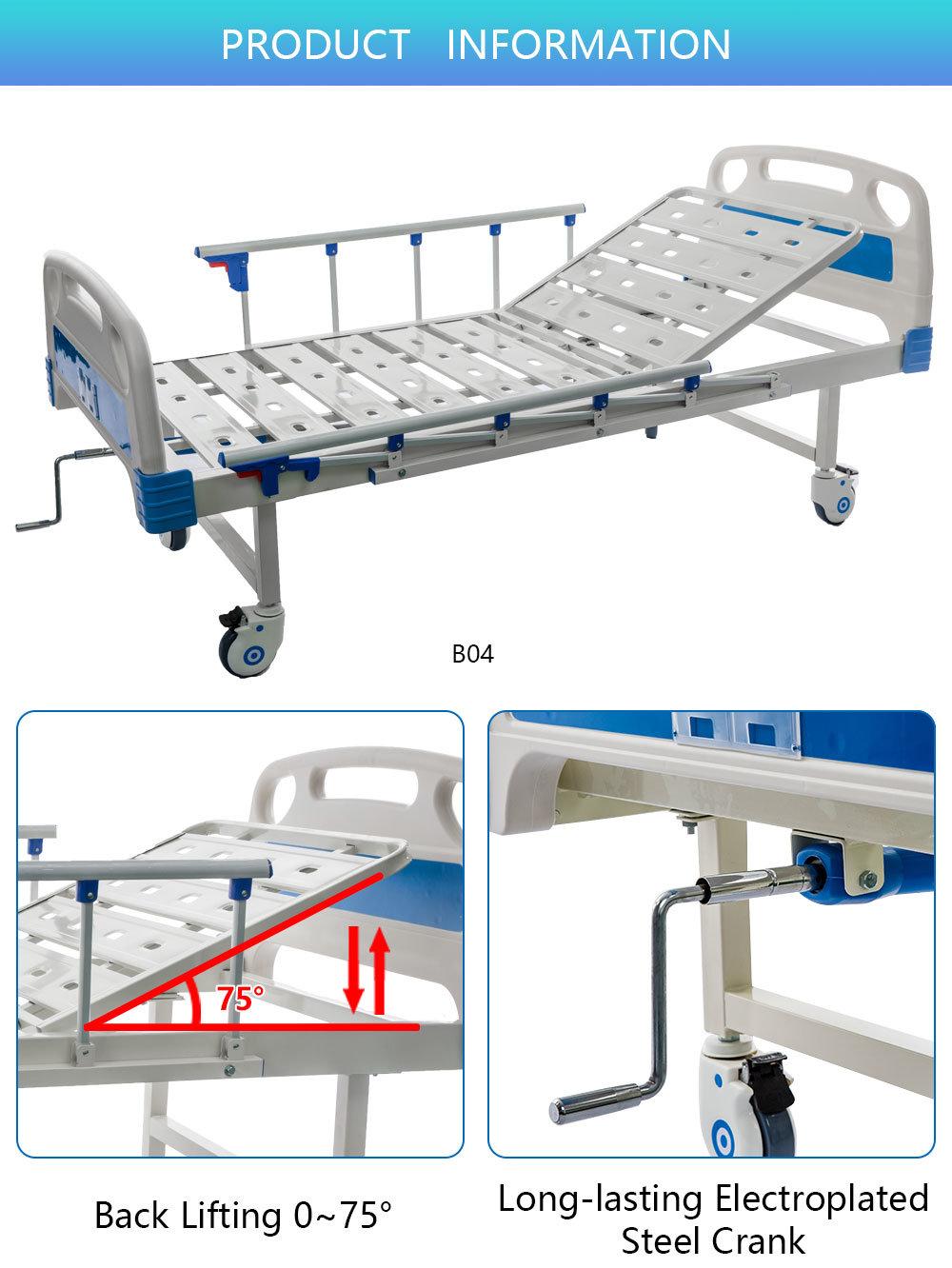 Manual Adjustable Hospital Patient Bed with Silent Wheel B04