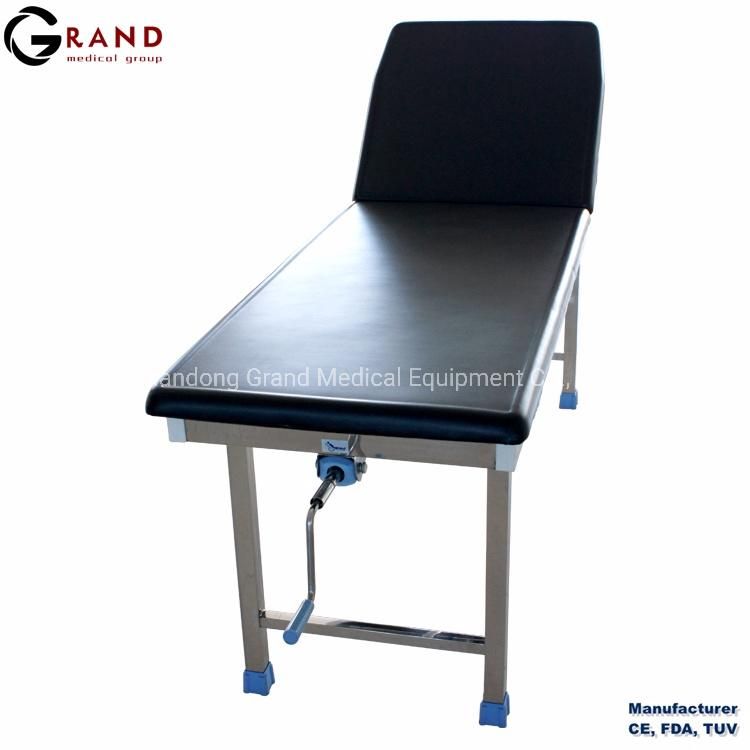 Surgical Table Operating Theater Table Manual Medical Examination Bed Couch, Stainless Steel Semi-Fowler Examination Table with Backrest Surgical Instrument