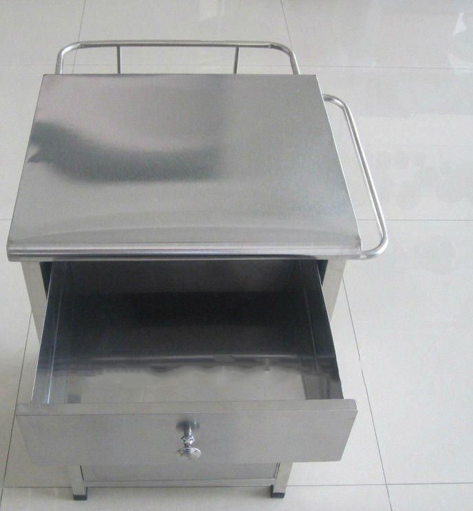 Grand Stainless Steel Hoapital Table High Quality K- Board & Steel Medical Cabinet with Two Drawers, Anti- Rust 80mm Braked Wheels Movable Steel Cabinet