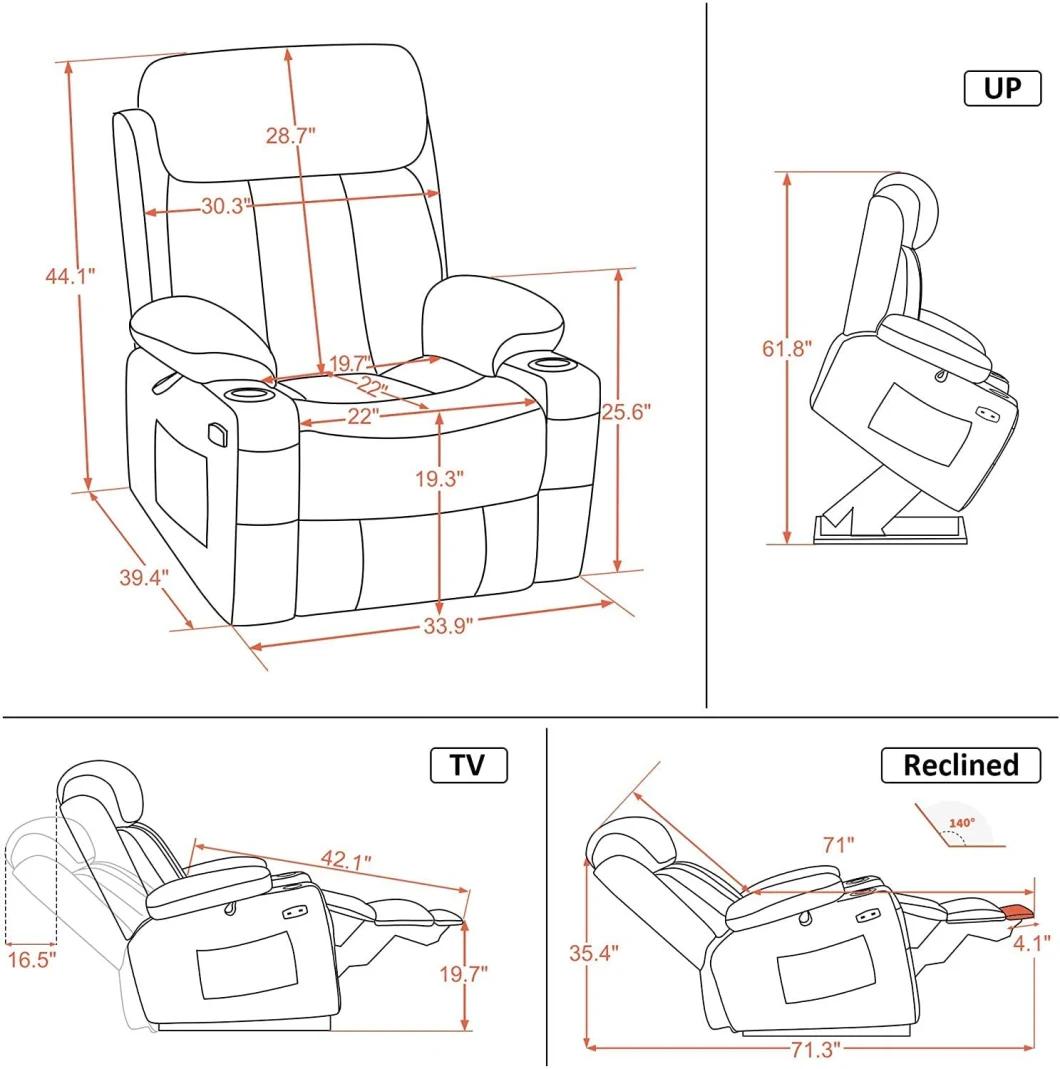 Jky Furniture Fabric Electric Mobility Riser Lift Recliner Chair with Massage Function for The Elderly Person