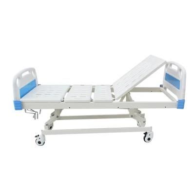 Medical Equipment Patient Nursing ABS Metal Manual Four Cranks Hospital Bed with Castors