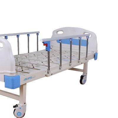 ICU Medical Hospital Patient Nursing Bed Medical Furniture Folding Manual Patient Nursing Flat Hospital Bed with Casters