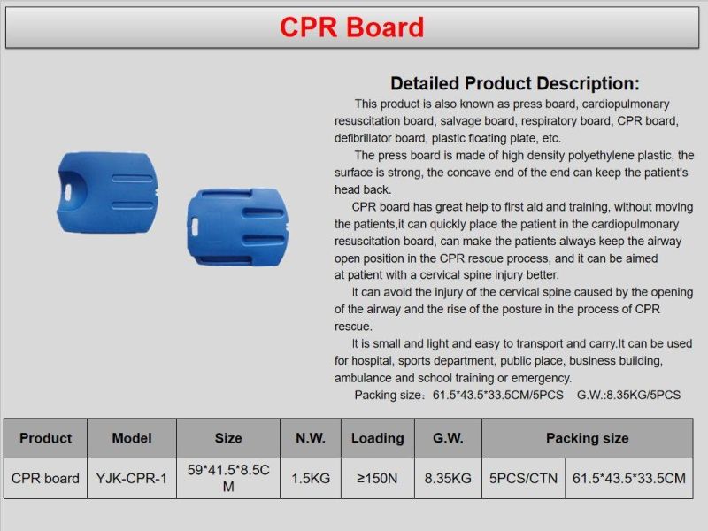 CPR Board Press Board Emergency Medical Cardiopulmonary Board Respiratory Board