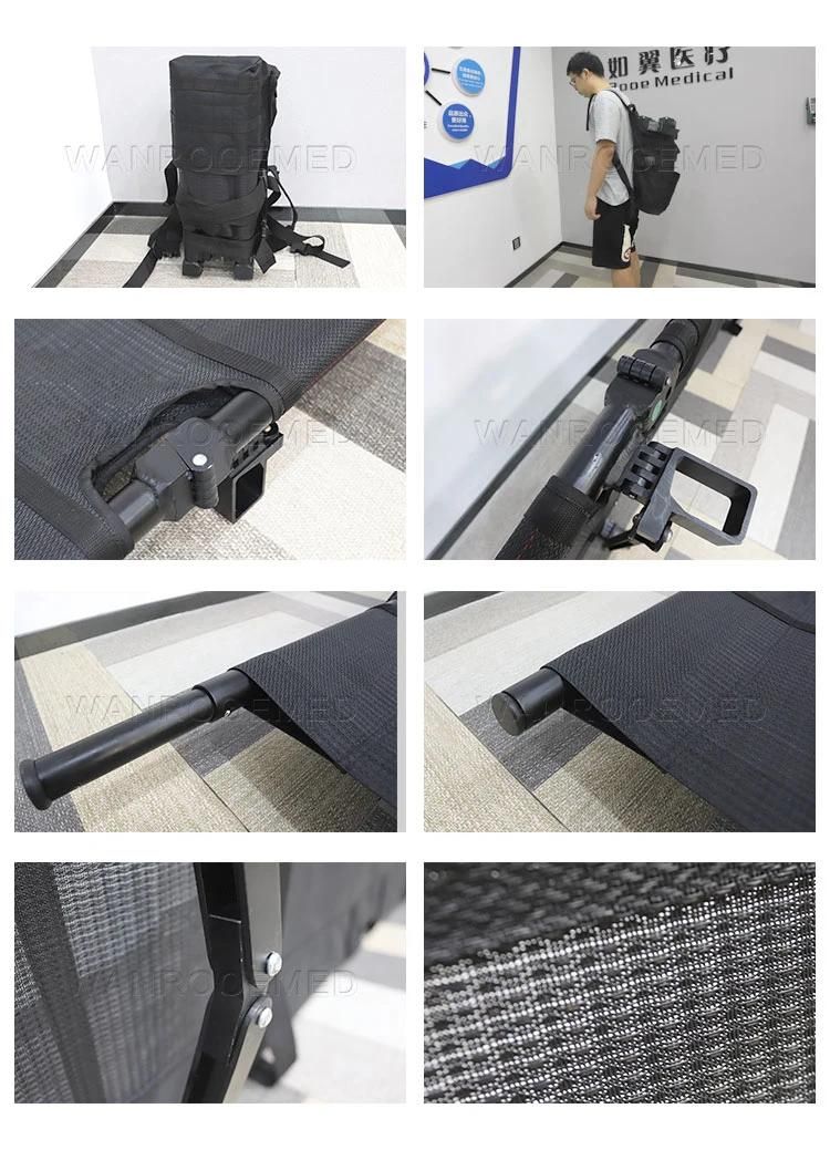 Backpack Expand Quickly Military Style Foldaway Field Collapsible Tactical Rescue Stretcher with Telescopic or Non-Retractable Handle