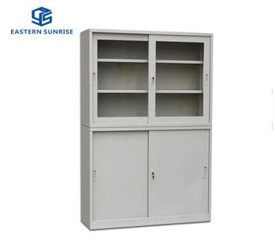 Metal Filing Cabinet with Sliding Glass Door and Steel Door