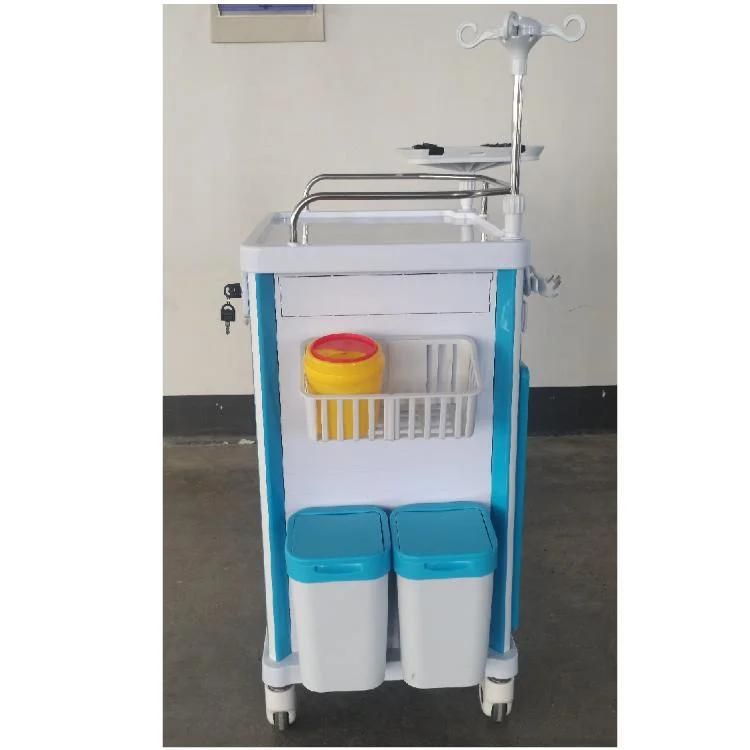 Professional ABS Plastic Hospital Service Cart Multifunction Emergency Drug Medical Trolley with Drawes