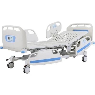 Factory Metal 5 Function Folding Medical Furniture Adjustable Electric Patient Nursing Hospital Bed with Casters