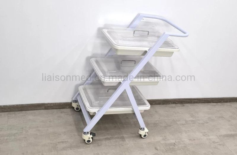 Mn-SUS019A Three Layers 304 Stainless Steel Instrument Trolley Colonoscopy Trolley