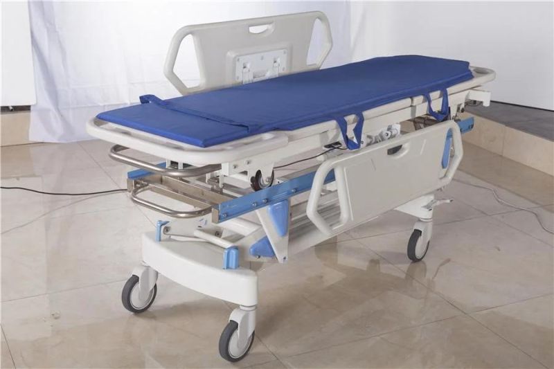 Hospital Equipments Medical Furniture Manual Operating Room Emergency ABS Stretcher Patient Trolley Ambulance Sretcher Transfer Cart Transportation Flat Trolley