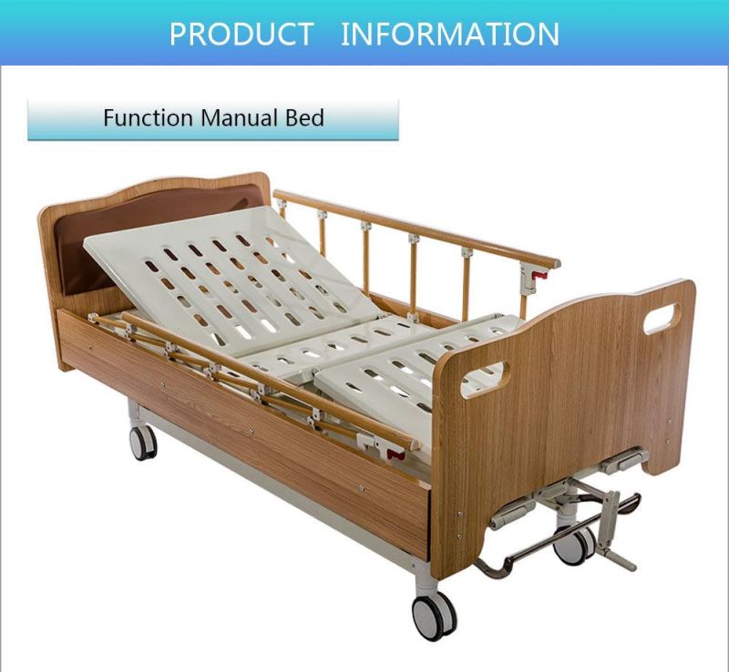 Central Control Brake Manual Hospital Beds with 3 Function Bc03-1c