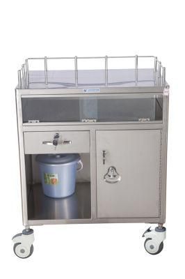 Stainless Steel Medical Emergency Cart Hopsital Anesthesia Half Closed Anesthesia Trolley