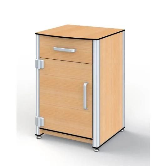 Color Available Wooden Material Medical Furniture Hospital Bedside Table 2 Layers Wooden Bedside Cabinet Table Used in Patient Rooms with ISO Certificates