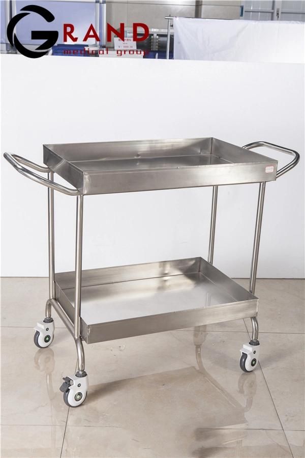 B29 Double Layer Pure Stainless Steel 1type Delivery Cart 304 Medical Appliances Stainless Steel Surgical Instrument Trolley with Fence Multipurpose Cart