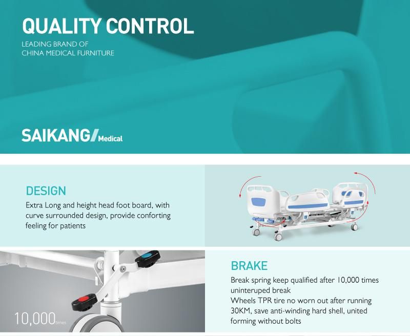 D3d Manual Double-Crank Medical Bed for Patients with Siderail