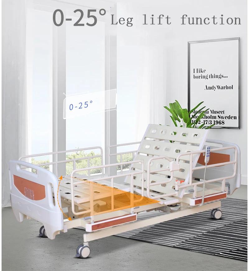 High Quality Remote Control Electric Nursing Bed Multi-Functional Back-Lifting and Leg-Raising Convalescent Bed Folding Guardrail Hospital Bed