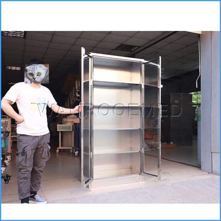 Bss052 Stainless Steel Medical Pharmacy Storage Drug Cabinets Cupboard with Glass Doors