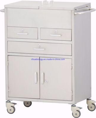 Hospital Stainless Steel Neat Medical Trolley with Maneuverable Wheels